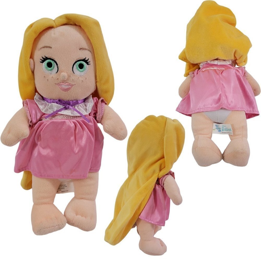 Disney Park Babies Tangled RAPUNZEL Soft Plush Princess Green Eyes 12” Doll
